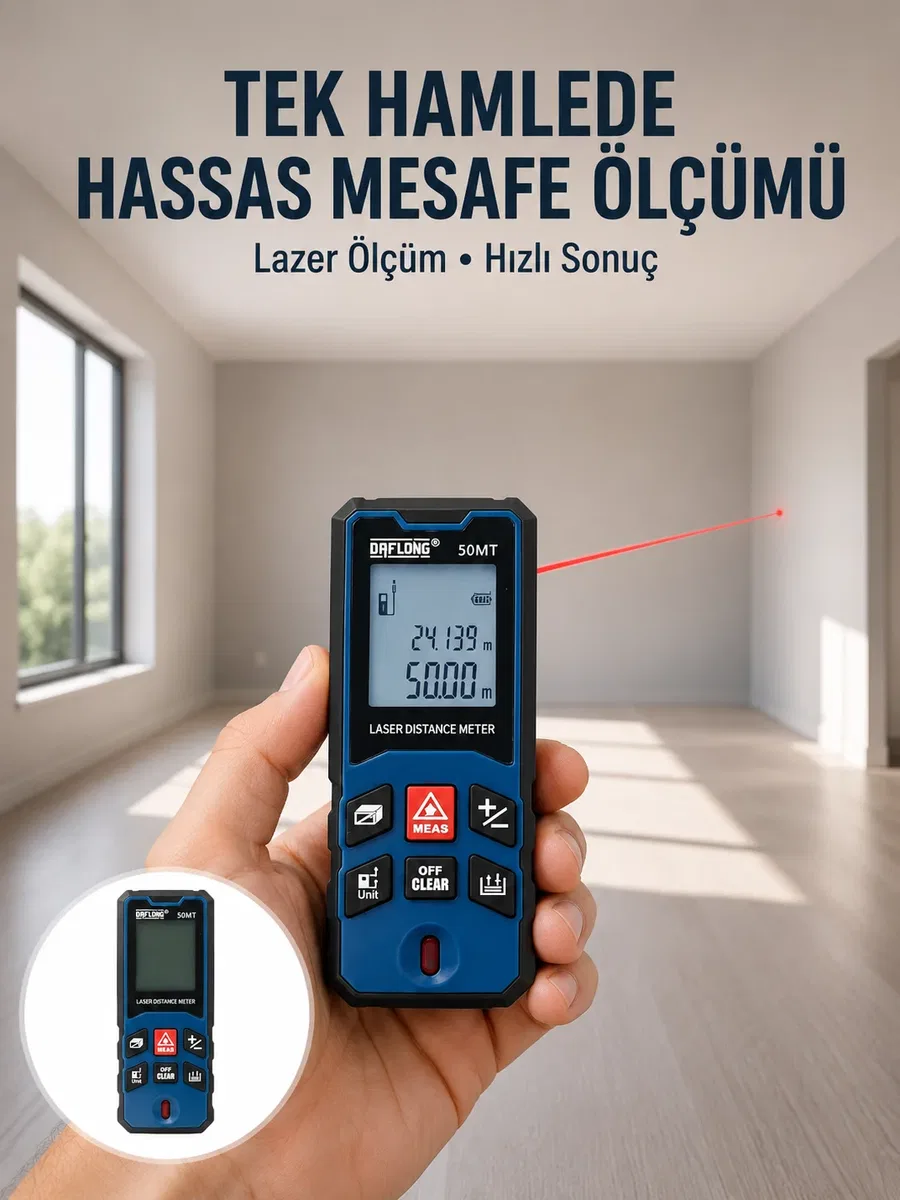 Lazer Metre 50 MT Hassas ve Hızlı Ölçüm Özellikli Yeni Nesil