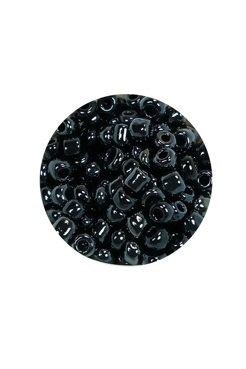 Dökme Cam Kum Boncuk Büyük Boy (6/0) 4 mm - 60 Gram - Siyah - BNC120 görsel 2