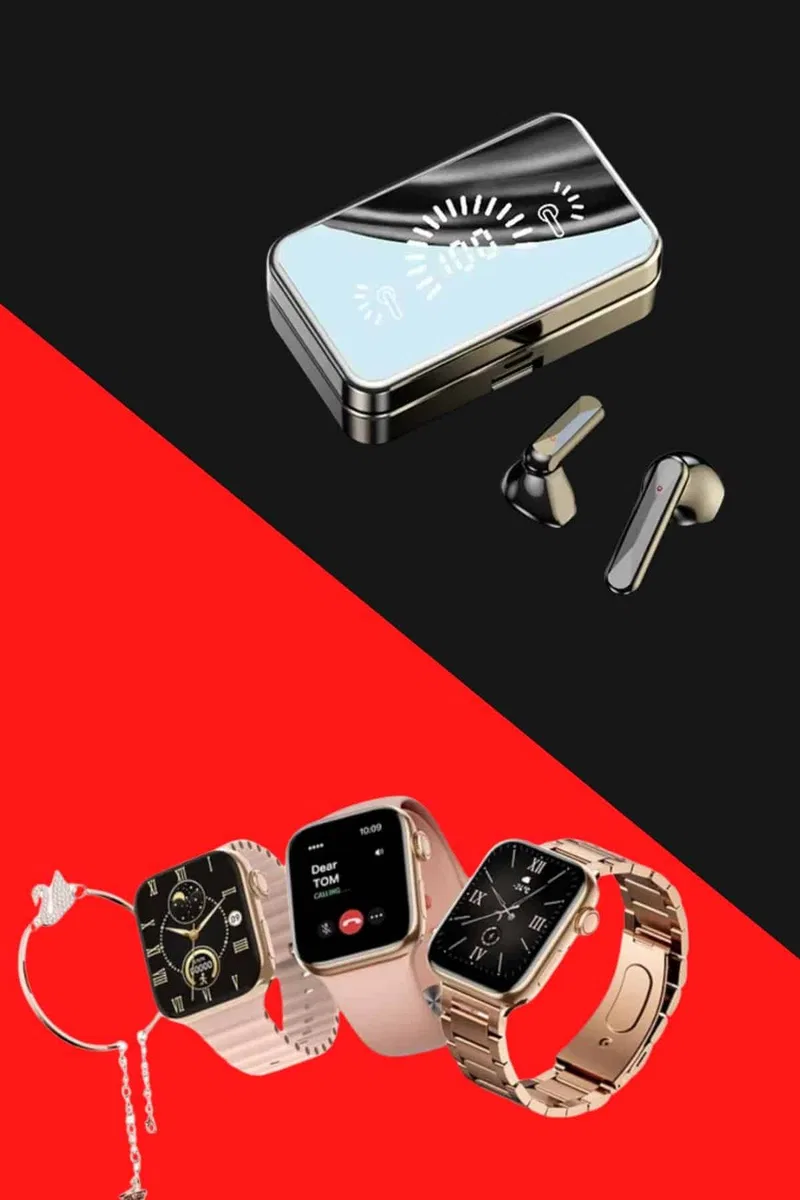 Bileklikli Amoled Ekran Akıllı Saat ve Dijital Göstergeli Kablosuz Bluetooth Kulaklık ANC/ ENC görsel 5