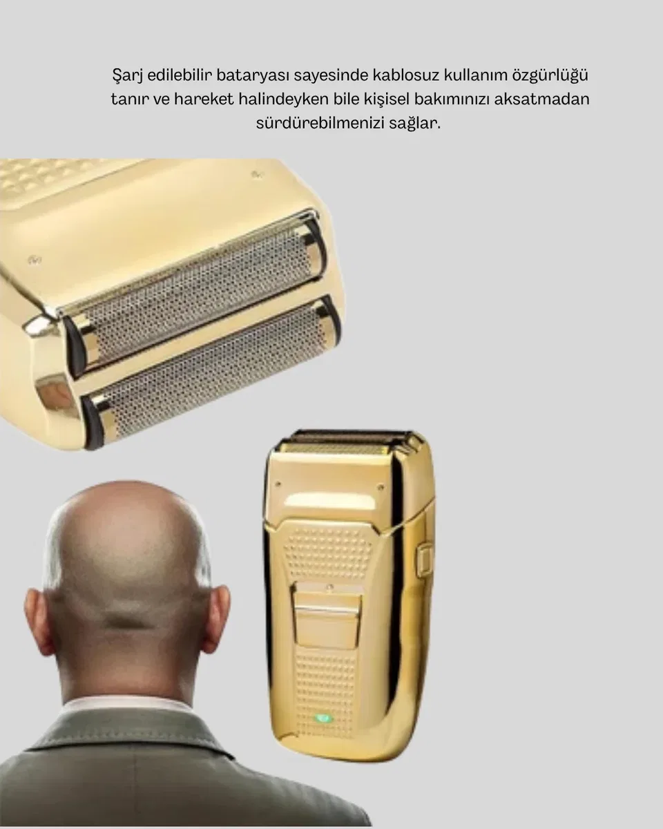 Profesyonel Erkek Tıraş Makinesi Islak Kuru Kullanım ve Şarjlı Sistem görsel 4