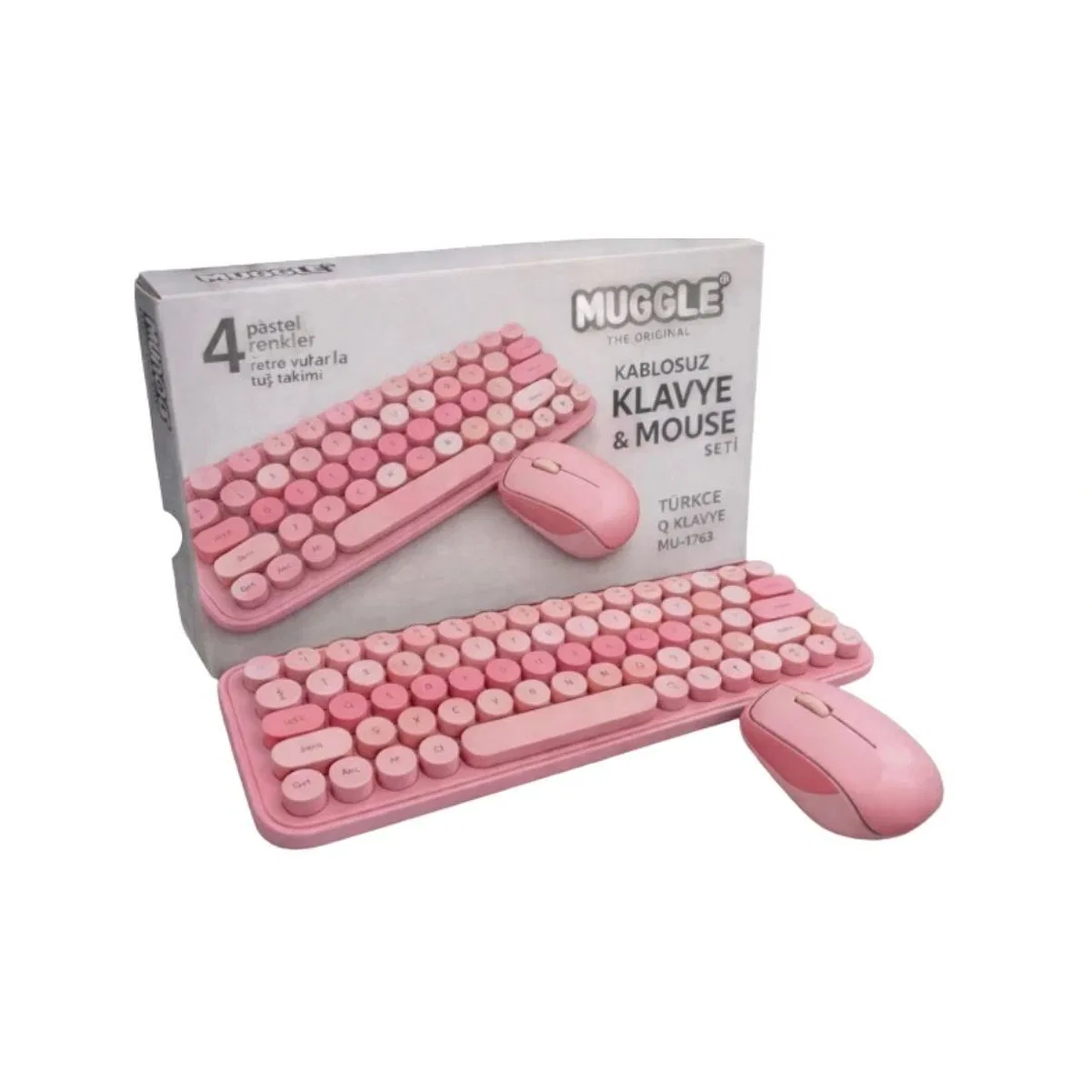 Pembe Kablosuz Klavye ve Mouse Seti