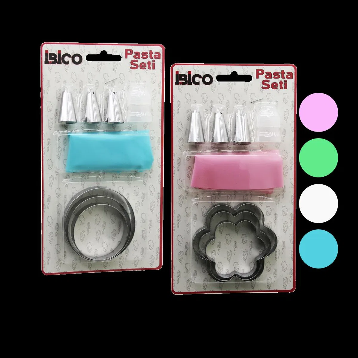 Pasta Süsleme Seti 8 Parça (Krema Torbası, Metal Uçlar, Kurabiye Kalıpları) görsel 2