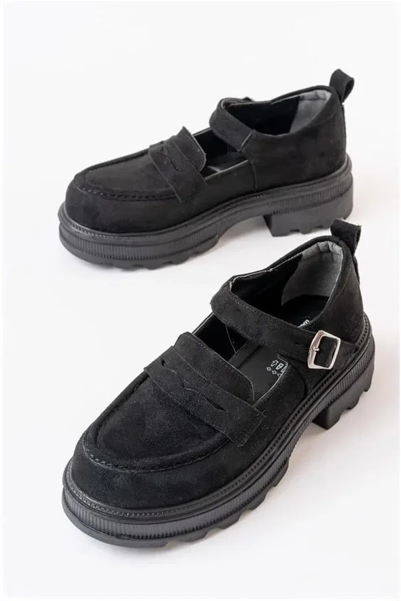 Kadın Loafer Ayakkabı Ayakkabı Tabanlı Süet Yüksek Casual Günlük görsel 4