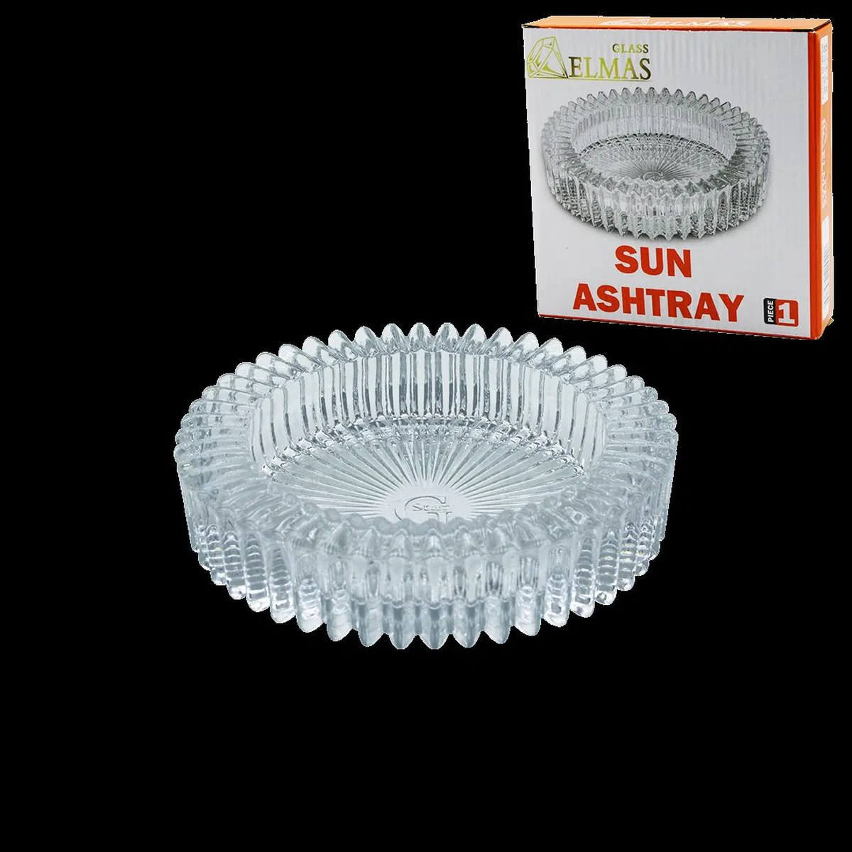 Güneş Desenli Yuvarlak Cam Küllük 14. 5 cm görsel 2
