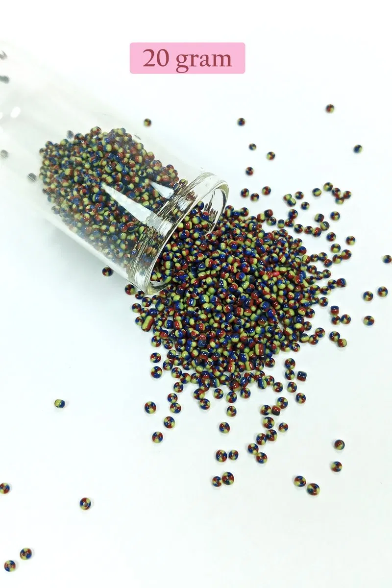 Dökme Cam Kum Boncuk (11/0) 2 mm - 4 Renk - Toplam 80 Gram - BNC406 görsel 5
