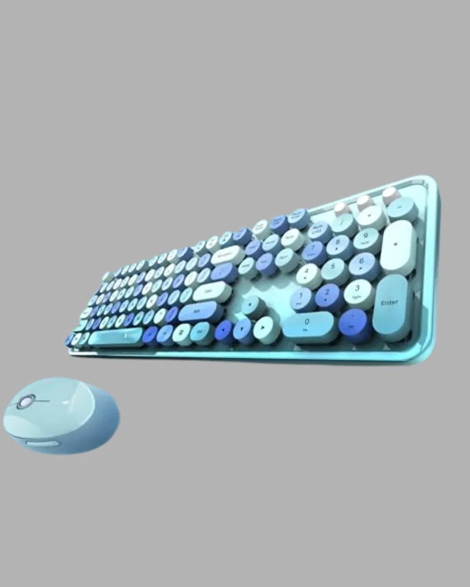 Retro Daktilo Stilli Kablosuz Klavye Mouse Seti – Sessiz ve Şık görsel 5