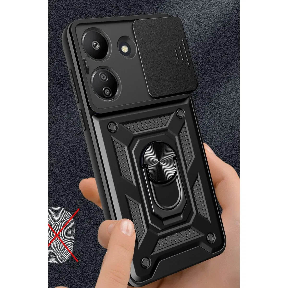 Xiaomi Redmi 13c Kılıf Pars Lens Yüzüklü Silikon - Yeşil görsel 3