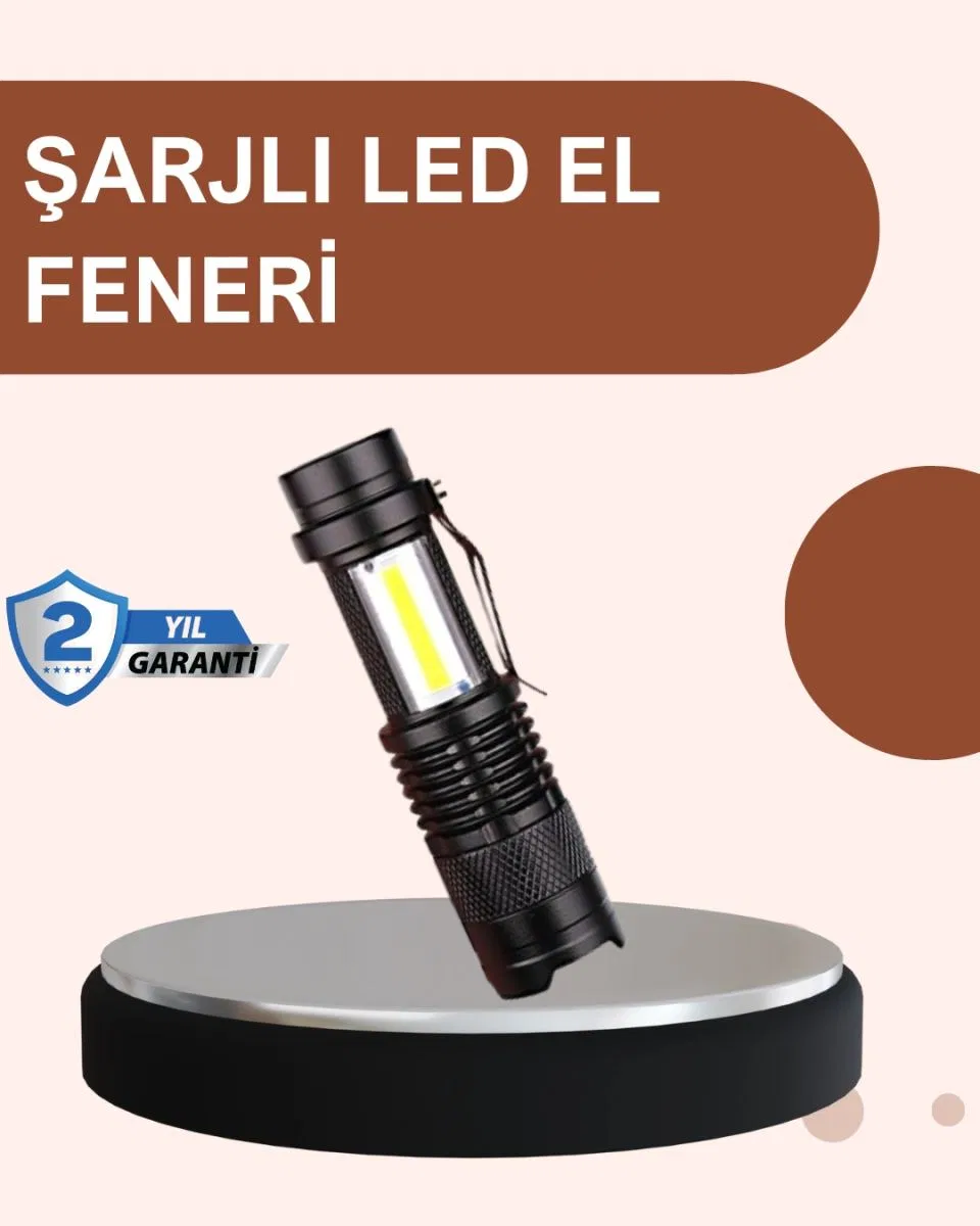 Alüminyum Gövdeli 2000 Lümen Güçlü Led El Feneri