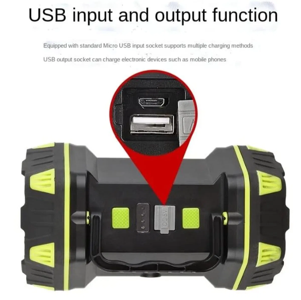 F-262 Yeni Güçlü Çift Taraflı Taşınabilir Spot Ve Işıldak Usb Powerbank Şarjlı Fener görsel 3