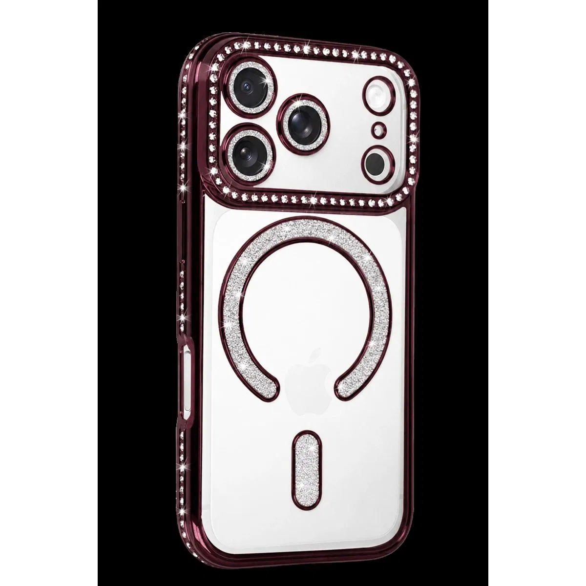 Newface Apple İphone 18 Pro Max Joke Simli Magneticsafe Kılıf - Bordo görsel 2