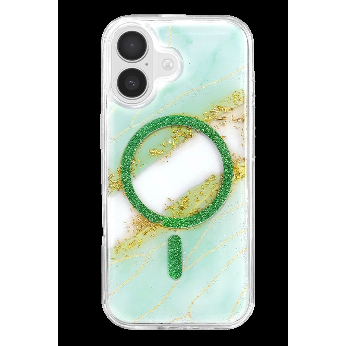 Onegif Apple İphone 16 Lotus Simli Magsafe Kapak - Yeşil görsel 3