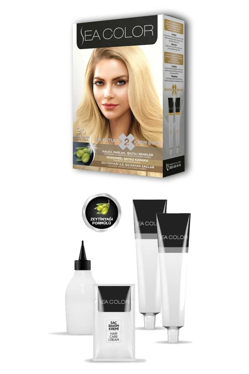 2X2 Tüp Krem Saç Boyası Seti Buğday Sarısı No: 9. 0 görsel 2