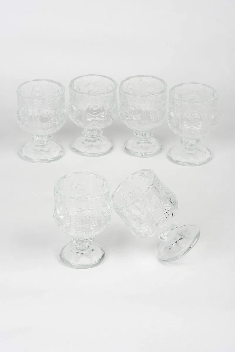 Ayaklı Kahve Yanı Bardağı Kristal Kesim Shot Bardak 7cm x 4 cm 6 Lı Set görsel 6