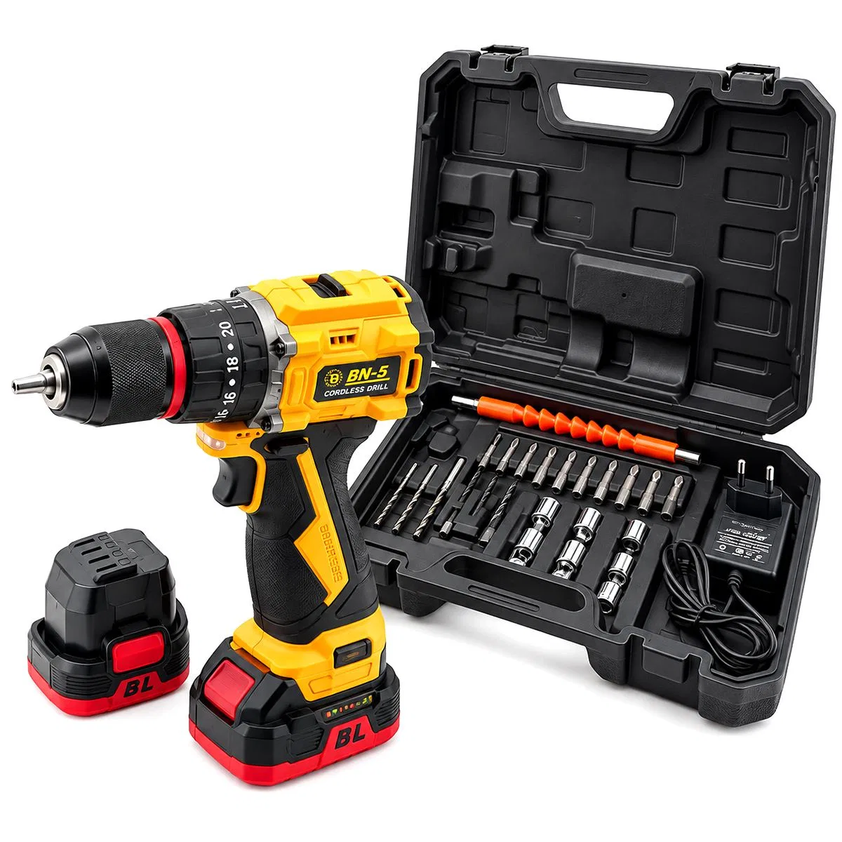 24V Fırçasız Şarjlı Darbeli Matkap + Uç Seti - 5. 0Ah, 1550 RPM, 2 Batarya görsel 2