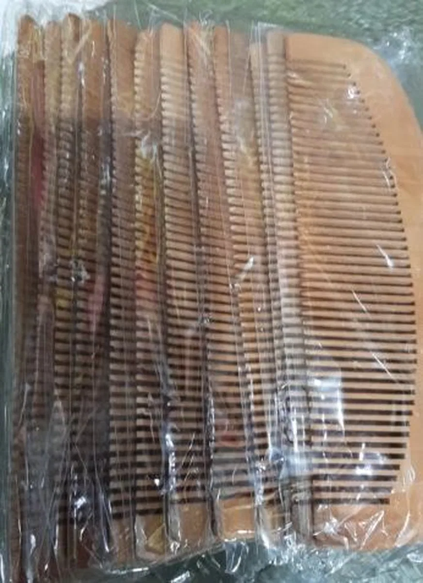 Ahşap Tarak 12'li Paket Dar Dişli Oval görsel 2