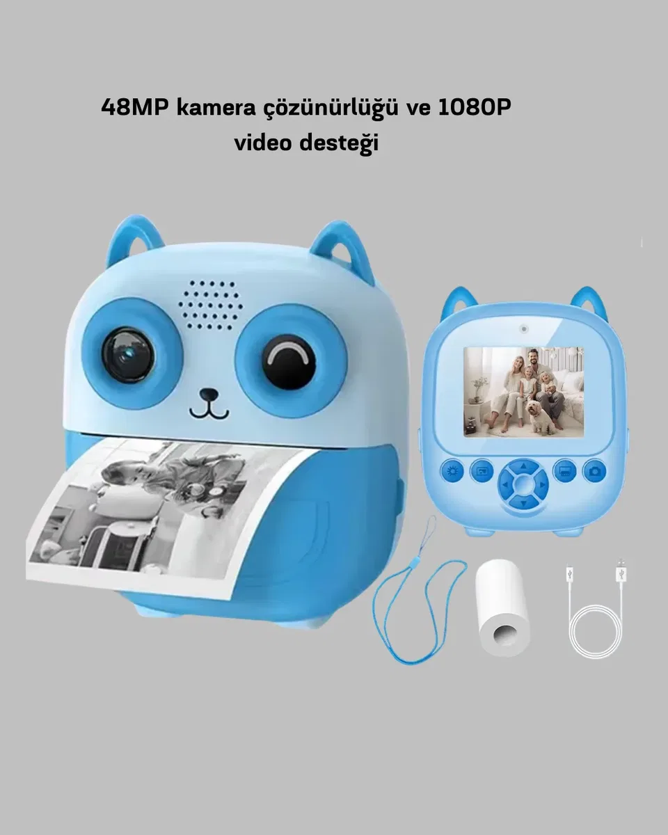 Çocuklar İçin Dijital Kamera Termal Yazıcı 48MP Çift Kamera 1300mAh Batarya görsel 4