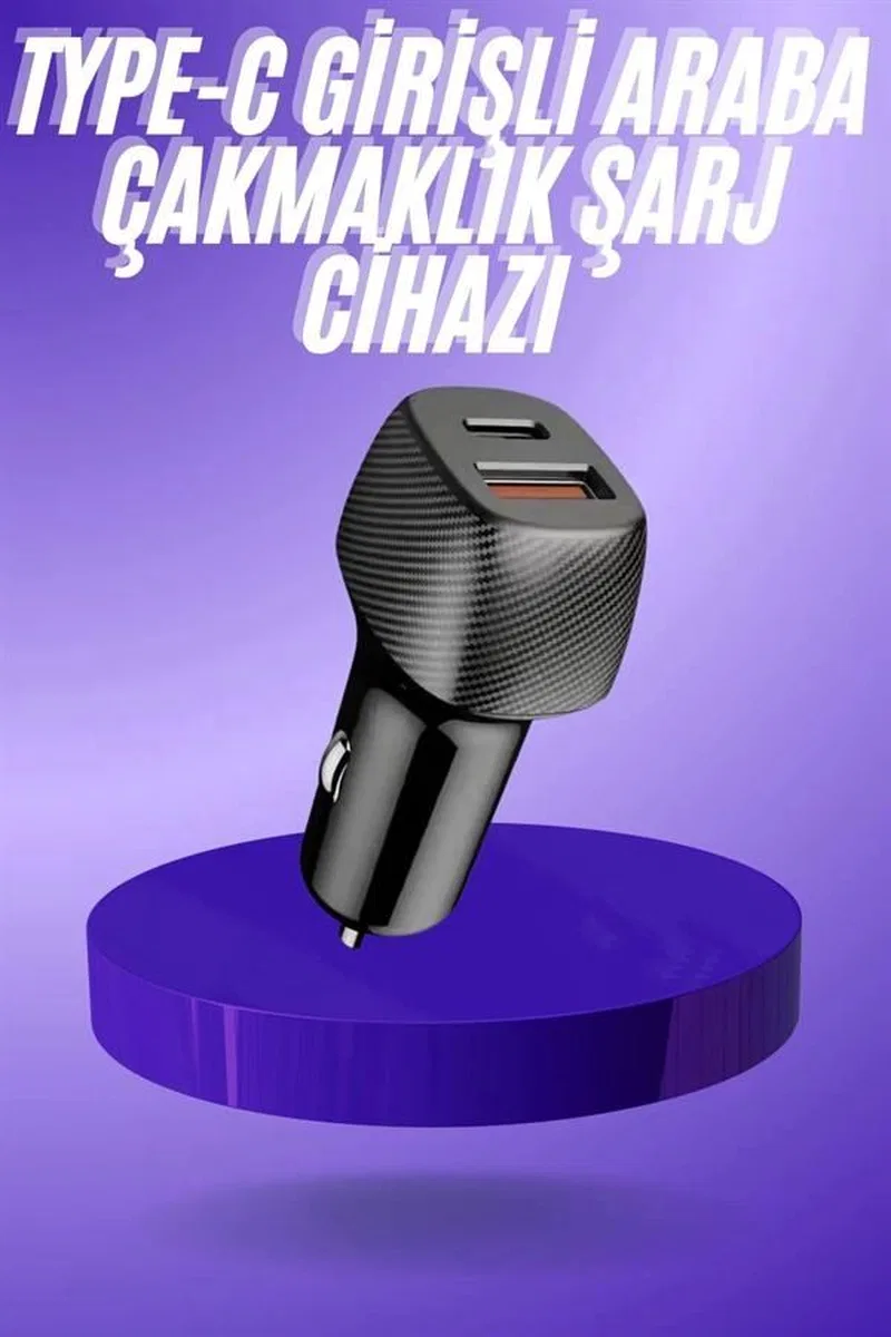 38w Usb Type-c Girişli Oto Çakmaklık Araç İçi Hızlı Şarj Çakmaklık Şarj Aleti görsel 2