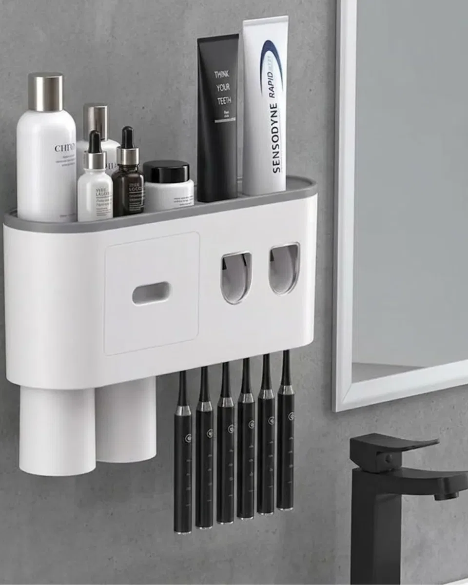 Çok Fonksiyonlu Diş Fırçası Tutucu Otomatik Dispenser Bardaklı Organizer