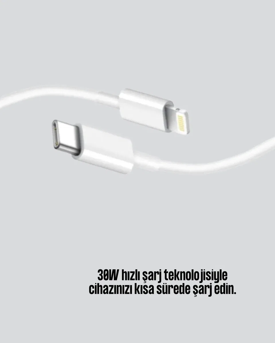 Dayanıklı TPE Lightning Kablo – 30W Hızlı Şarj ve Veri Transferi görsel 2