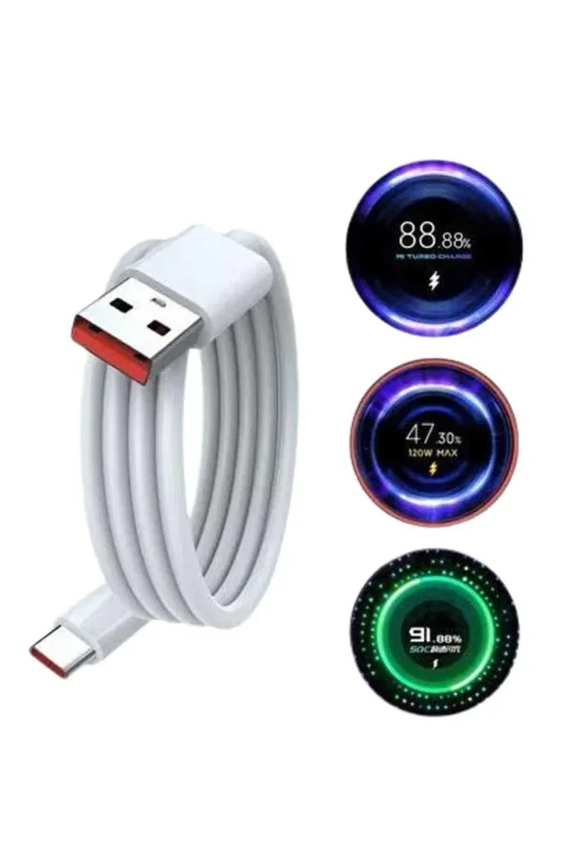 Type C Yüksek Hızlı Şarj Aleti Beyaz 120W Ultra Uzun Ömürlü görsel 5