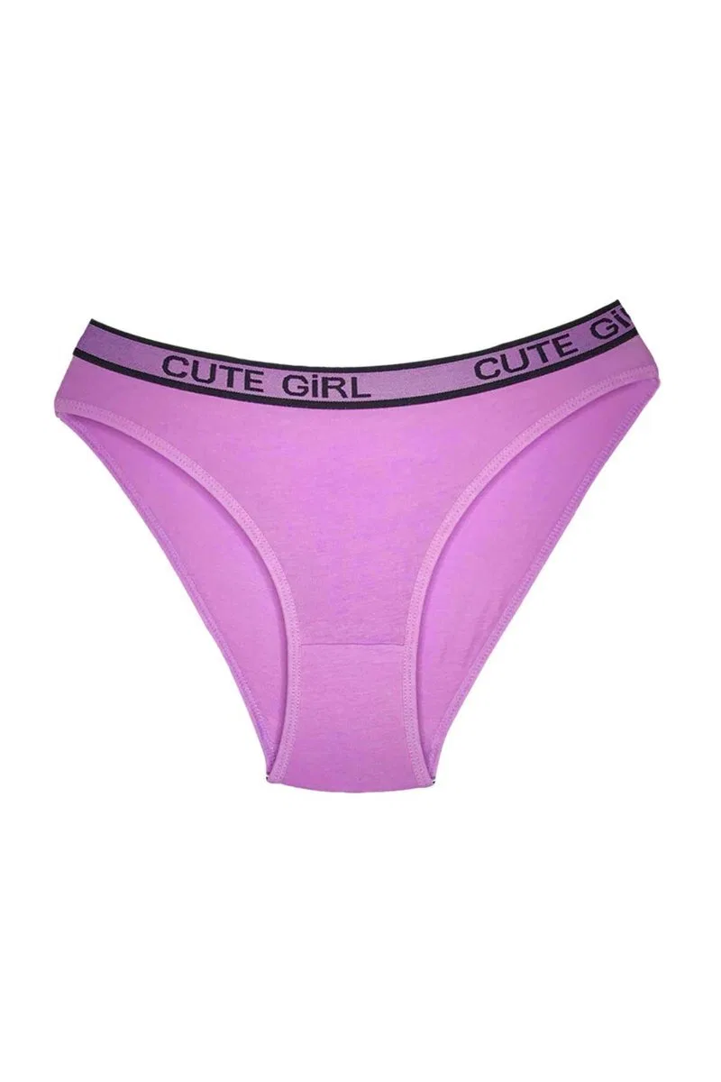 5 Adet Beli Yazılı Pamuklu Kalın Lastik Kadın Slip Külot görsel 3