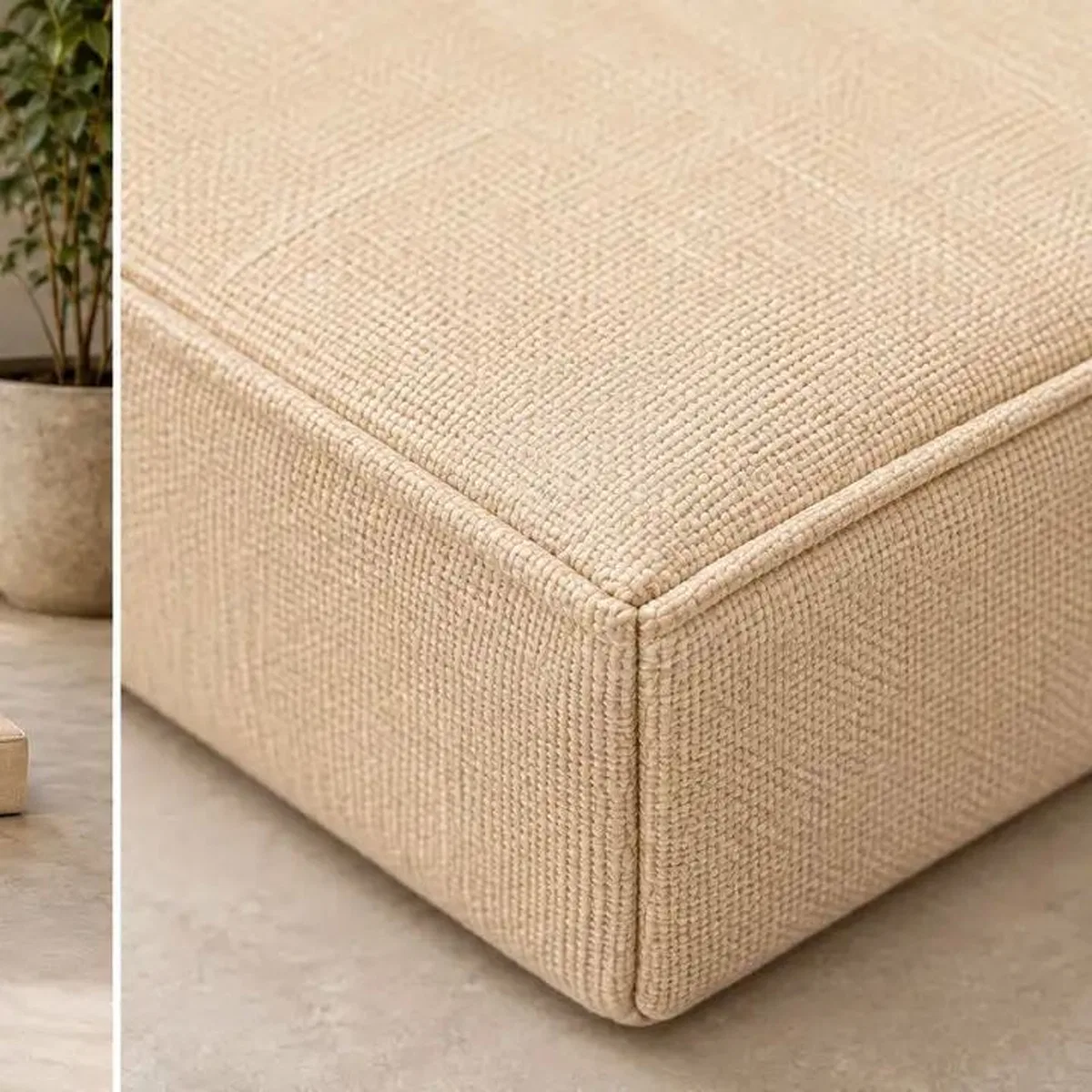 Kedi Köpek Yatağı Dikdörtgen Blok Bank Minderi · 50 × 100 × 7 cm · Krem görsel 2