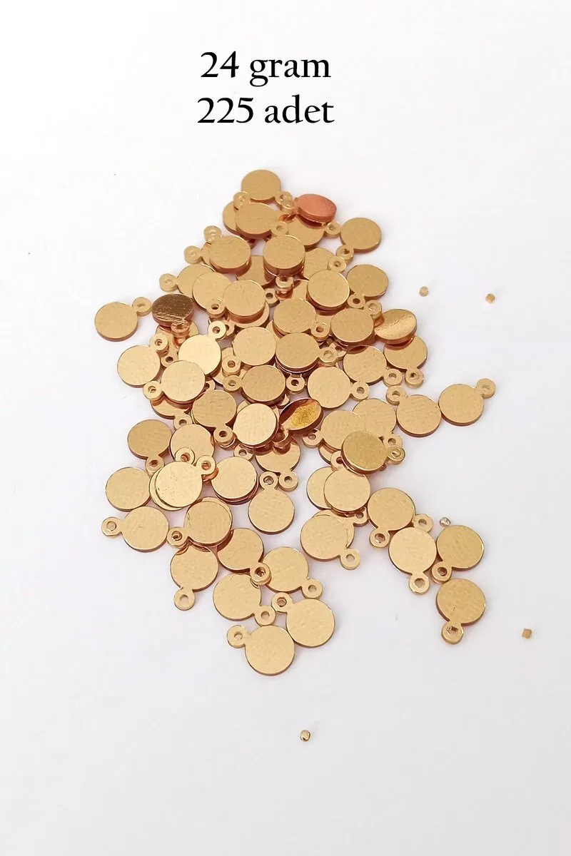 Oya Abiye Bileklik Kolye Pleksi Metalik Plastik Pul Altın Renk 24 gram 225 adet - BNC553