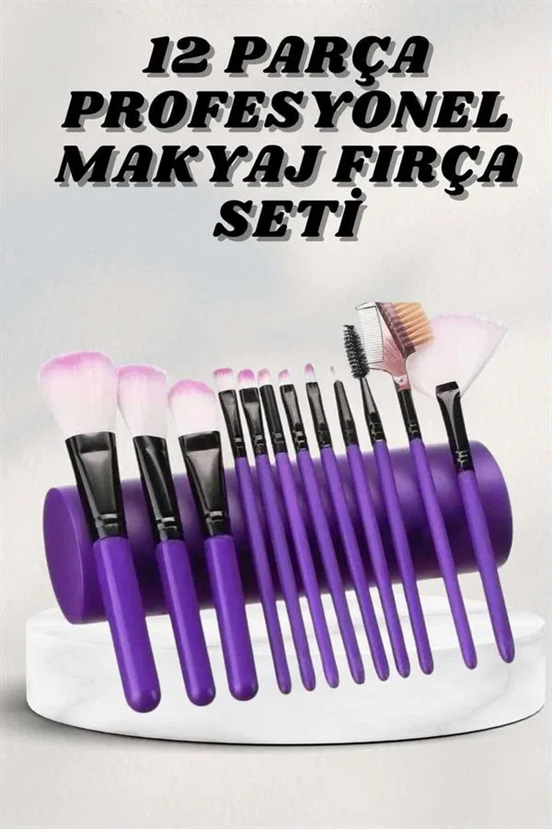 Makyaj Fırçası 12 Parça Set Yumuşak Uçlu Göz Makyajına Uygun Hafif ve Taşınabilir Çanta görsel 2