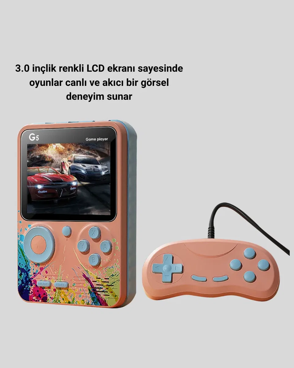 Mini Retro Oyun Konsolu 500 Oyunlu 3. 0 İnç Ekran ve Şarjlı Batarya görsel 5