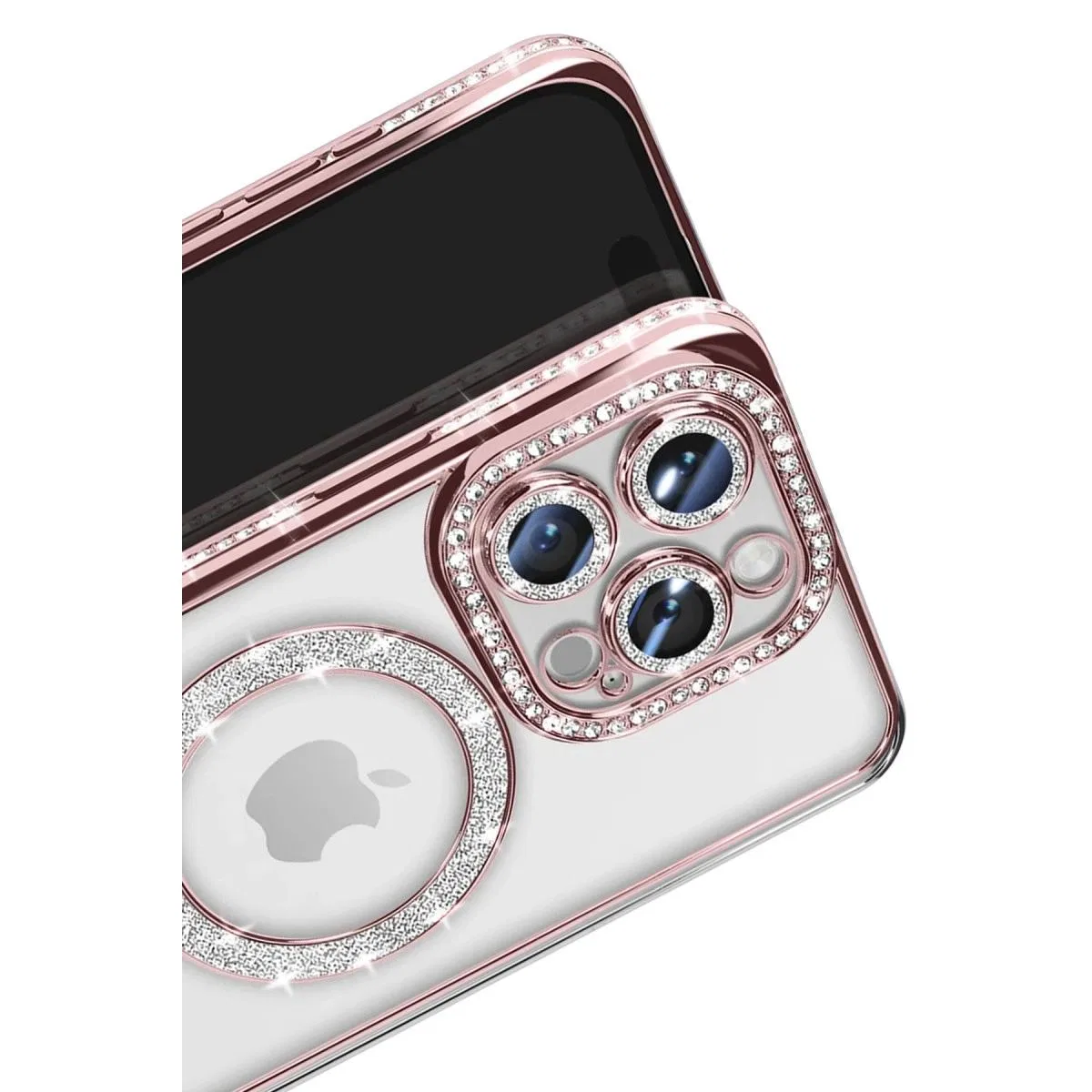 Apple İphone 16 Pro Max Kılıf Joke Simli Magneticsafe Kılıf - Pembe görsel 3
