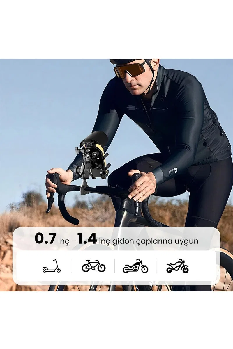 Gidon Bağlantılı Güneş Ve Yağmur Korumalı 360° Derece Ayarlanabilir Motosiklet Bisiklet Telefon Tutucu görsel 5