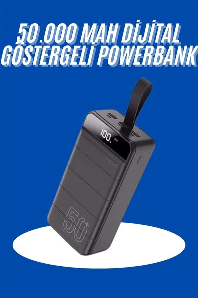 Powerbank 50. 000 Mah Dijital Göstergeli Taşınabilir 4 Portlu Hızlı Powerbank görsel 2