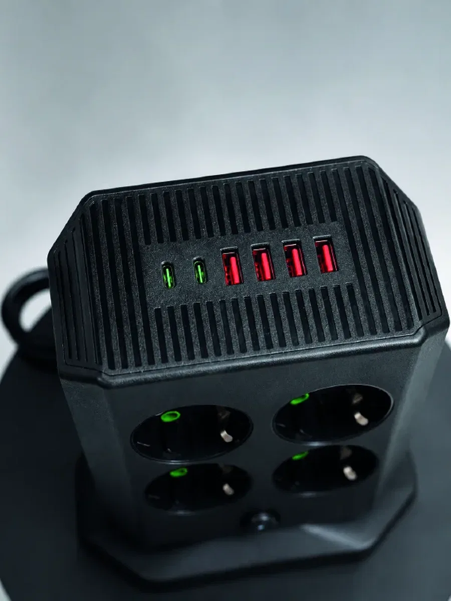 Dikey Priz Kulesi 8 AC Priz 4 USB 2 Type-C Çocuk Korumalı Güç Dağıtıcı görsel 4