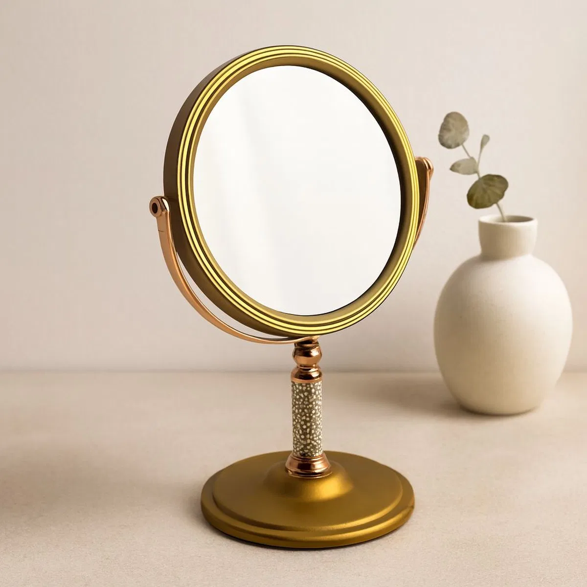 Makyaj Aynası 17. 5 cm Çift Taraflı Bronz-Gümüş