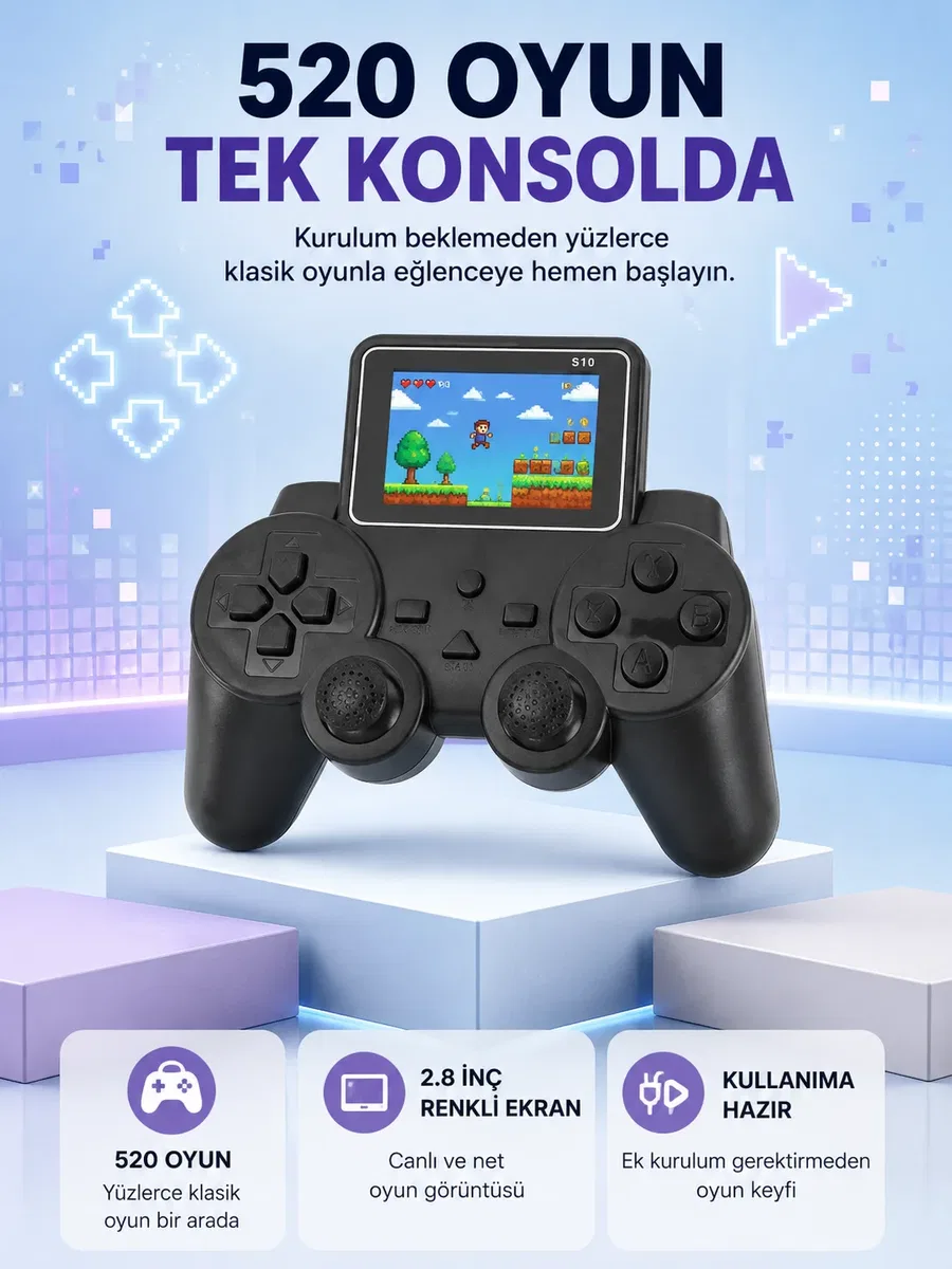 S10 Retro Oyun Konsolu Taşınabilir 2. 8 İnç Ekran Ergonomik Nostalji Yeni Nesil