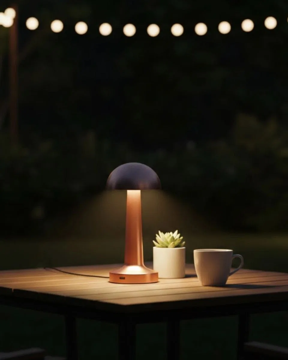 Modern Bronz Masa Lambası 3 Renk Led Dokunmatik Şarjlı Model
