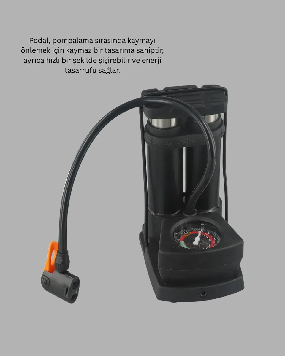 Basınç Saatli Ayak Pompası Bisiklet ve Araç Uyumlu görsel 2