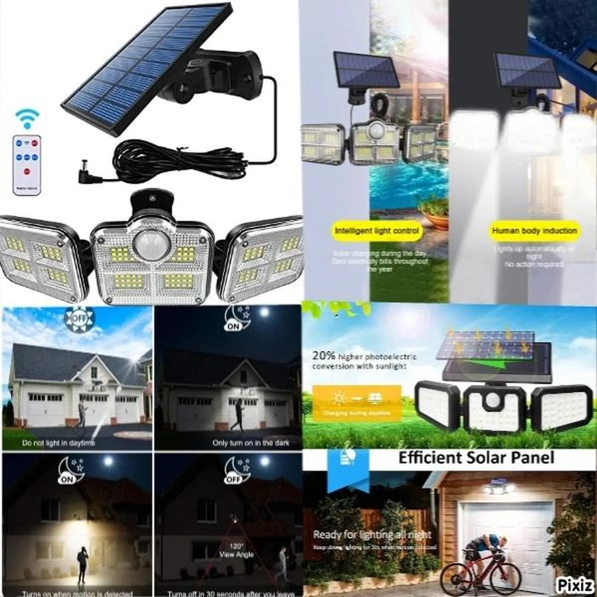 Solar Panelli Uzaktan Kumandalı 122 Led Bahçe Aydınlatması görsel 2