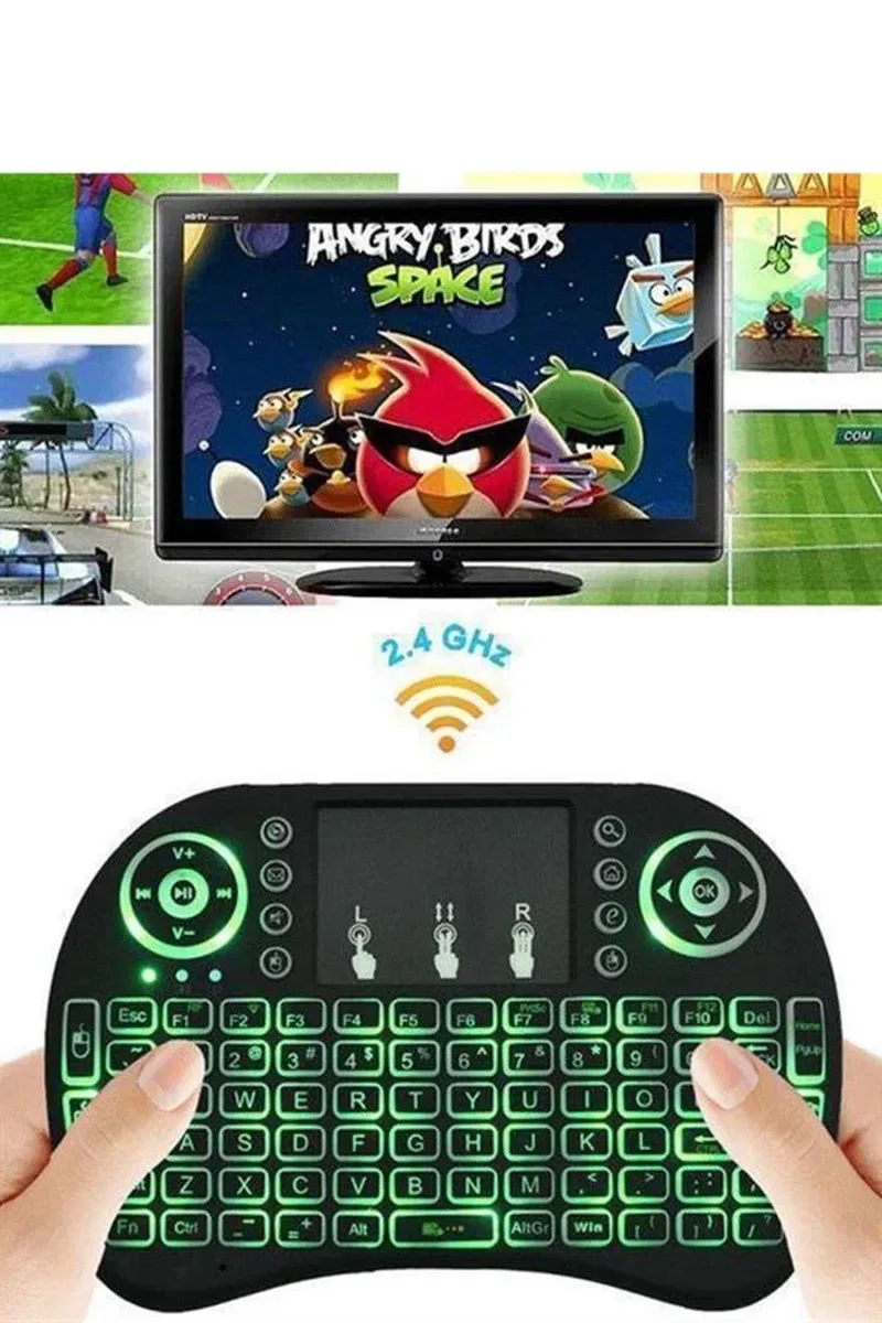 Kablosuz Türkçe Q Klavye RGB Işıklı Televizyon Ps3 Dokunmatik Mouse görsel 4