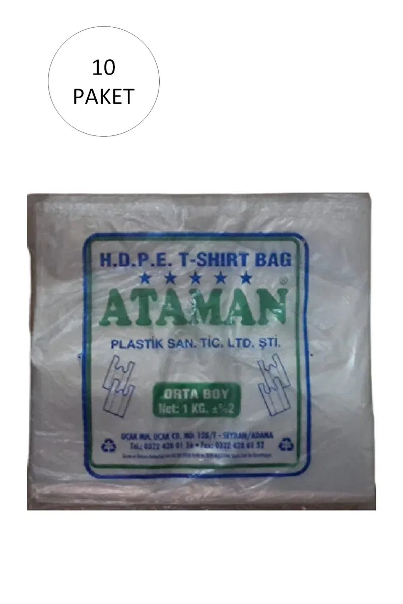 Kalın Şeffaf Atlet Poşet Orta Boy 27x47 Cm 1 Kg (10 Paket-Takriben 1, 450 Adet)