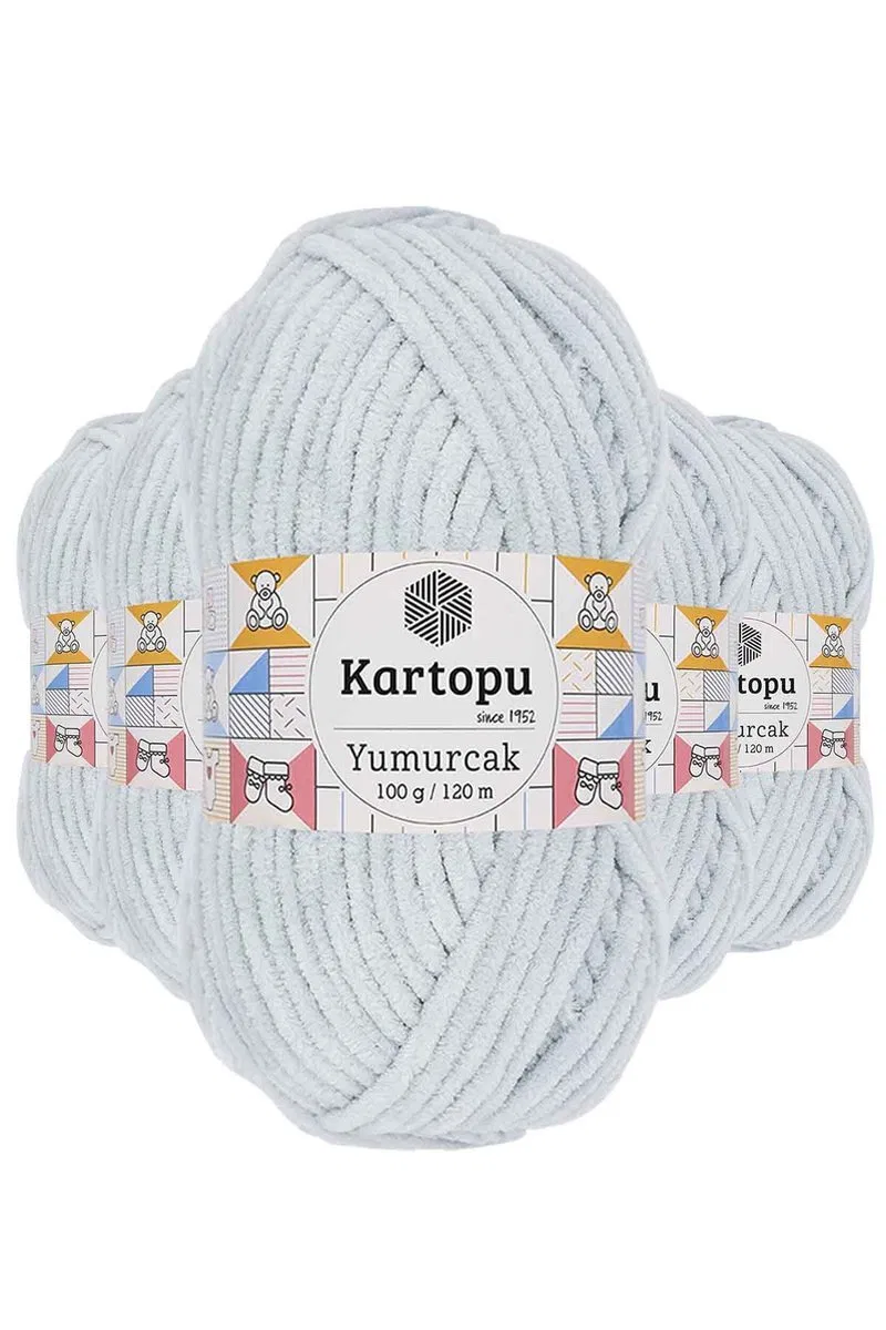5 Adet Yumurcak Kadife El Örgü İpi Açık Gri K919