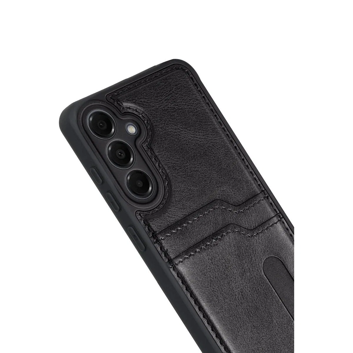 Samsung Galaxy M15 Sara Kartvizitli Deri Kılıf - Siyah görsel 3