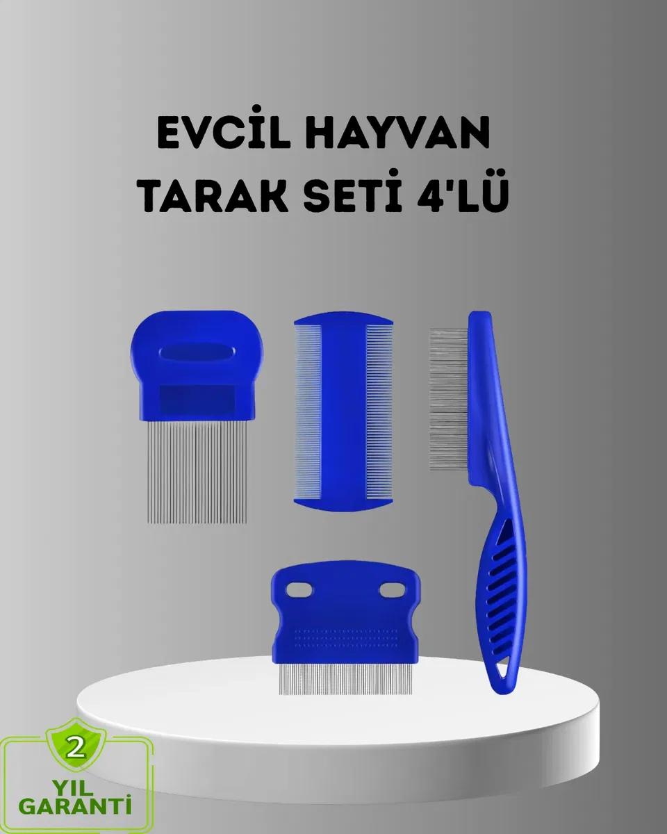 4’lü Kedi Köpek Tüy Temizleme Seti – Paslanmaz Çelik, Ergonomik ve Uzun Ömürlü