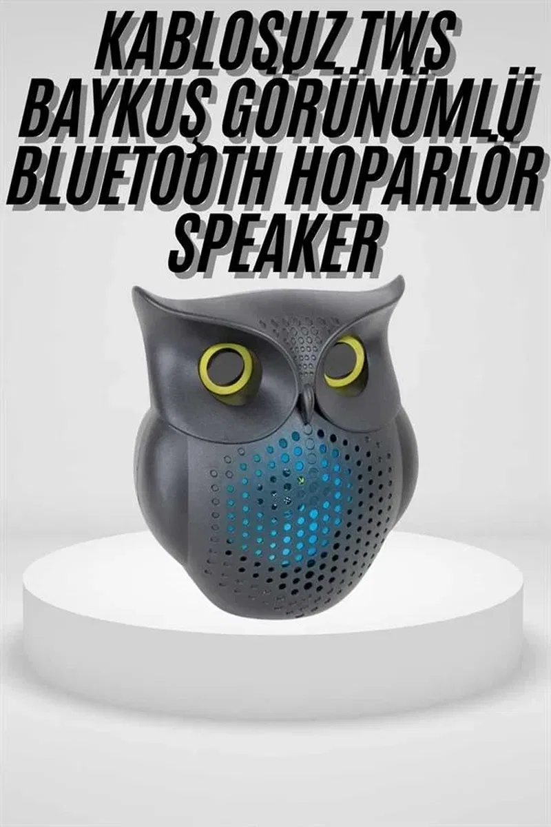 Siyah Bluetooth Hoporlör Baykuş Speaker Bluetooth 5. 0 Bağlantılı görsel 2