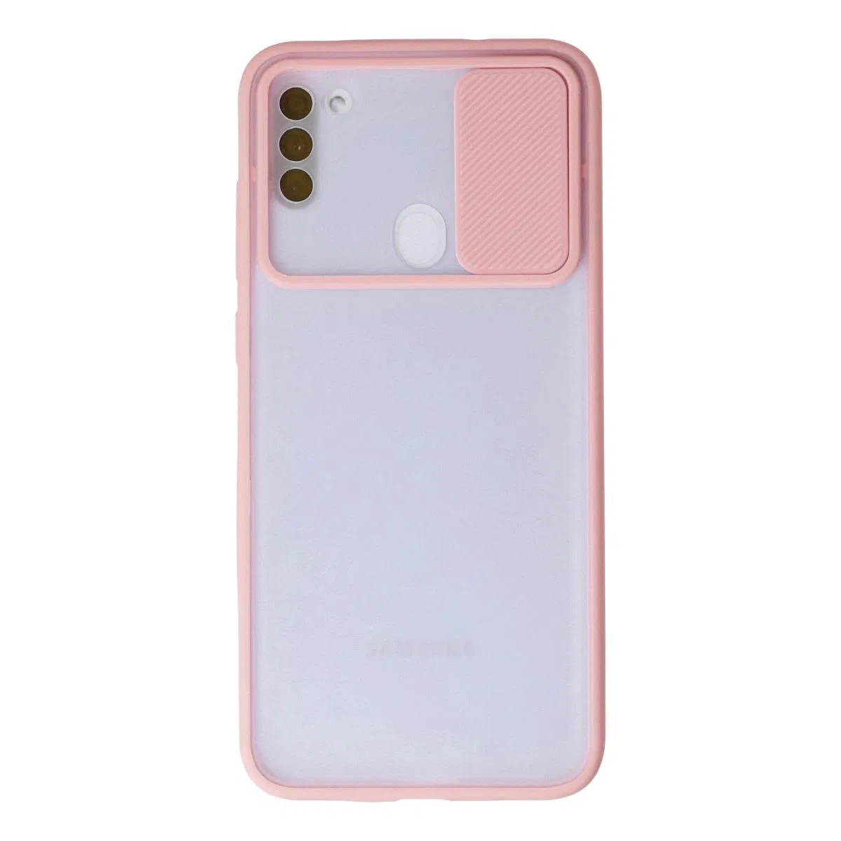 Samsung Galaxy A11 Kılıf Palm Buzlu Kamera Sürgülü Silikon - Pembe görsel 4