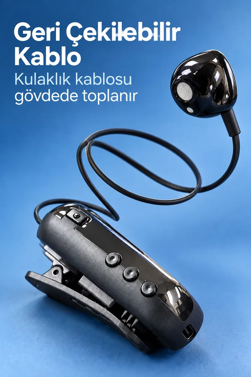 Geri Çekilebilir Kablolu Bluetooth Kulaklık görsel 4