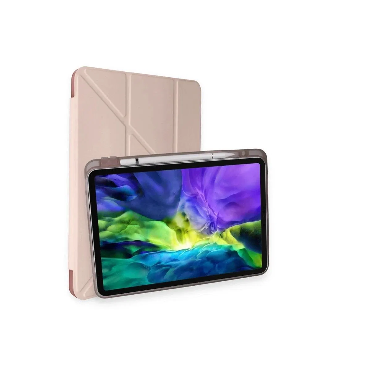 Apple İpad Pro 11 (2024) Kılıf Kalemlikli Mars Tablet Kılıfı - Rose Gold