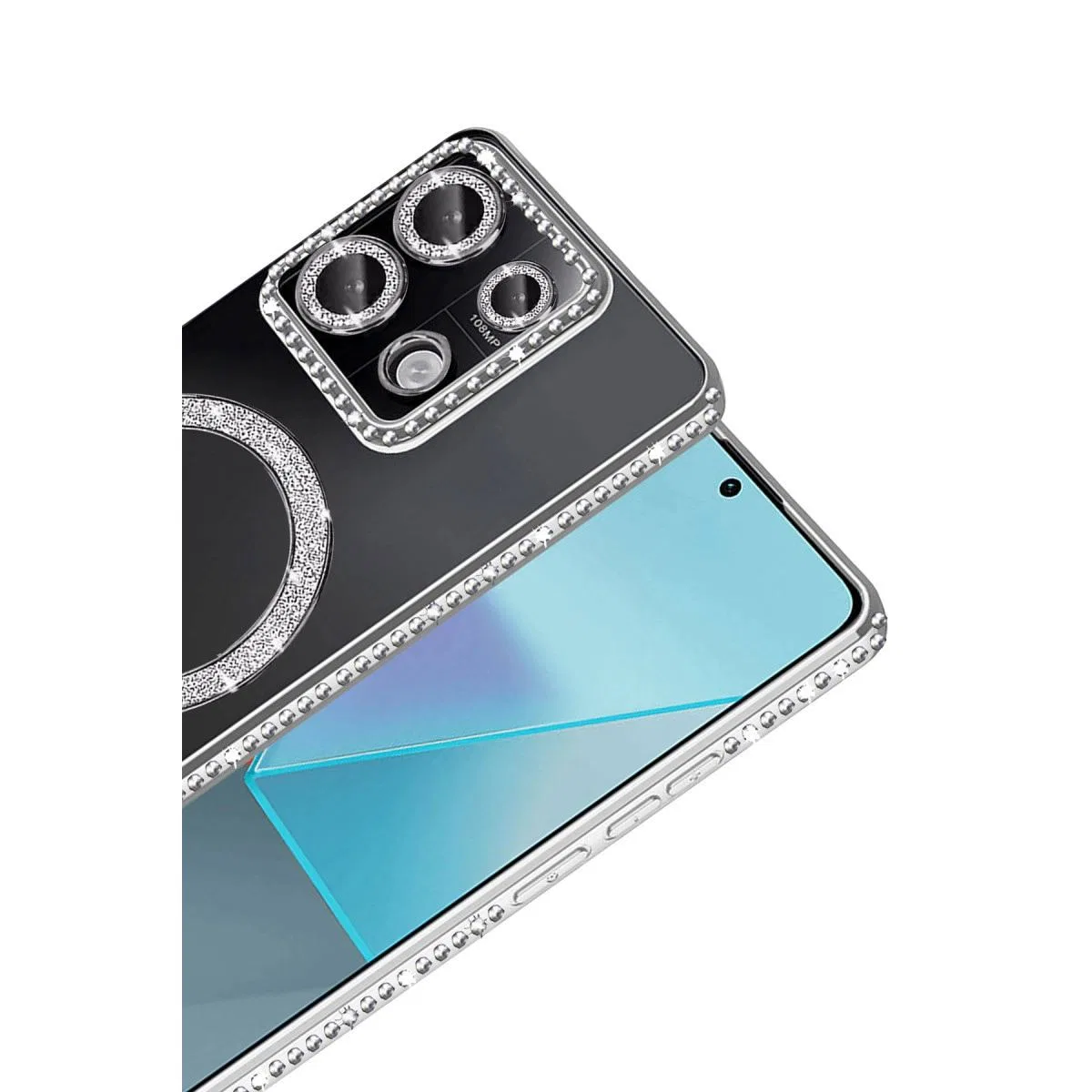 Xiaomi Redmi Note 13 Pro 4g Joke Simli Magneticsafe Kılıf - Gümüş görsel 2