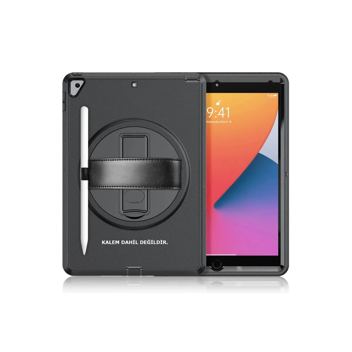 Apple İpad 10. 2 (7. nesil) Kılıf Hand Strap Tablet Kılıfı - Siyah