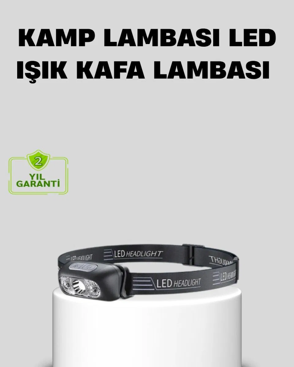 Şarjlı Led Kafa Feneri | 4 Modlu Akıllı Sensörlü Far | Su Geçirmez Ipx5 Kamp Ve Balıkçı Lambası